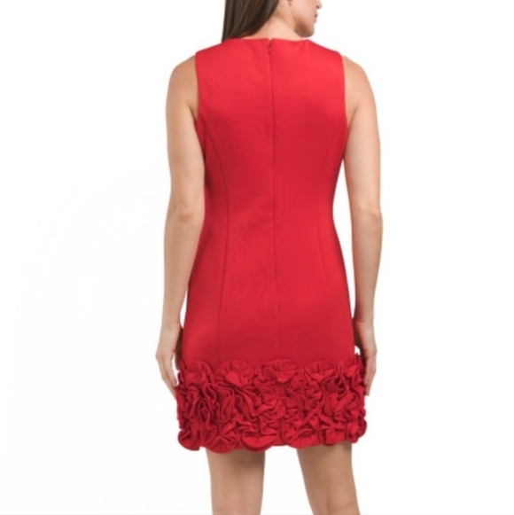 Donna Ricco Red Scuba Sleeveless Ruffle Hem Women's Mini Dress Size 12 NWOT - Picture 6 of 8